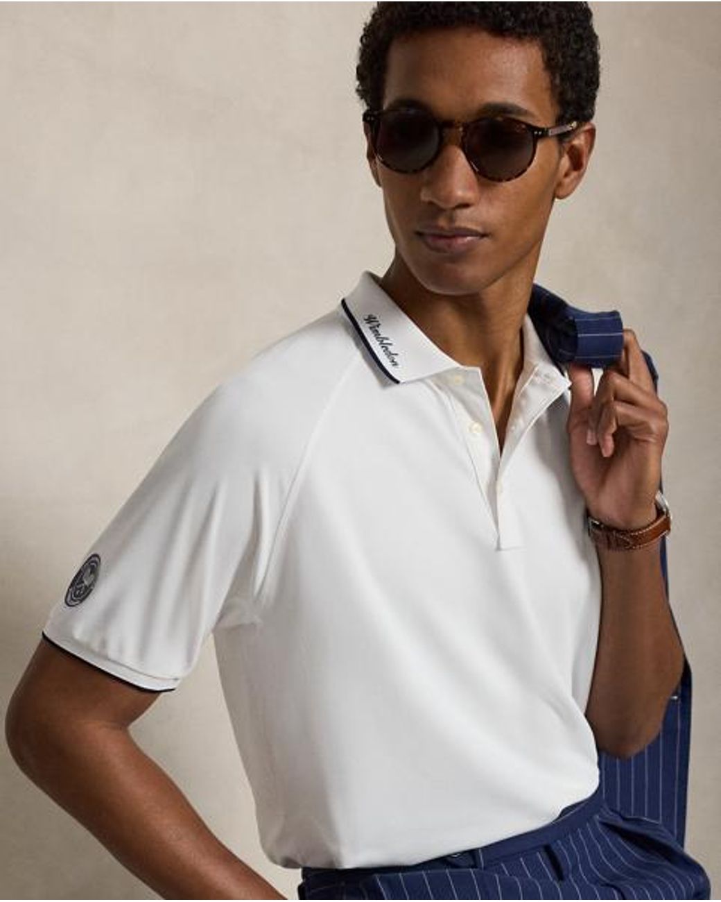Polo Ralph Lauren White Wimbledon Custom Slim Fit Polo Shirt for men