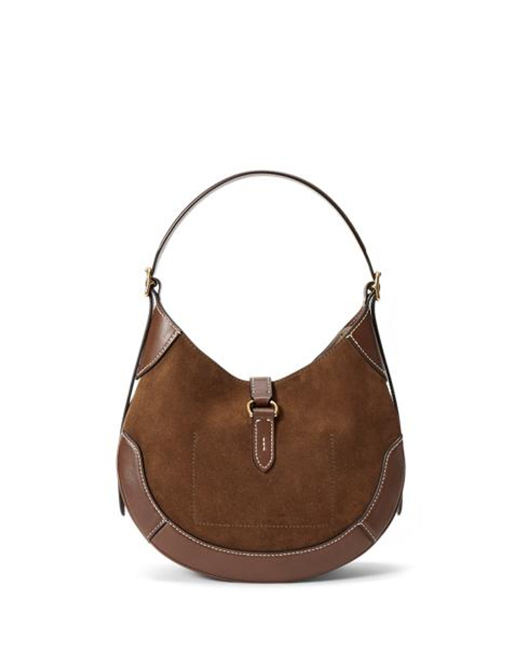 Polo Ralph Lauren Brown Small Polo Id Suede-Leather Shoulder Bag