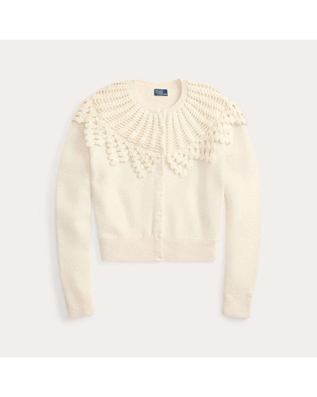 Polo Ralph Lauren Natural Crochet-Yoke Wool-Alpaca Cardigan