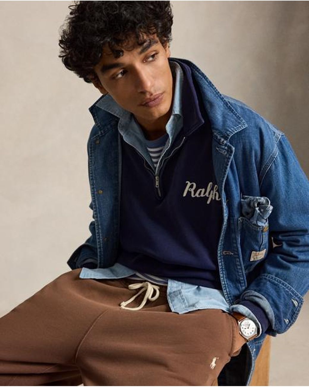 Polo Ralph Lauren Blue The Ralph Lauren Logo Collared Sweatshirt for men