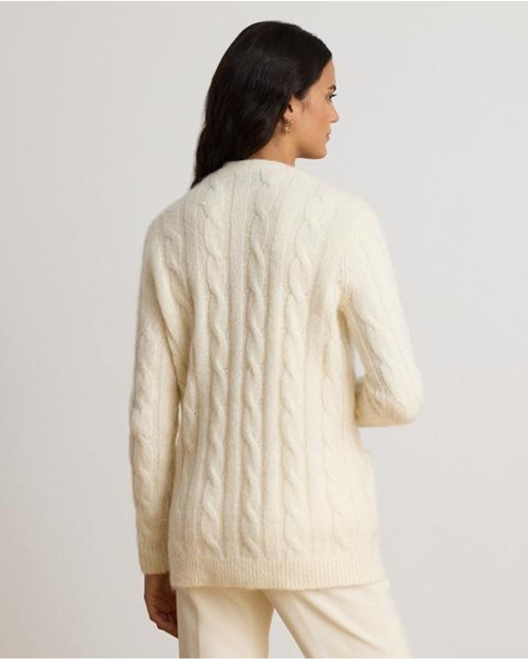 Ralph Lauren Natural Bullion Cable-Knit Cardigan