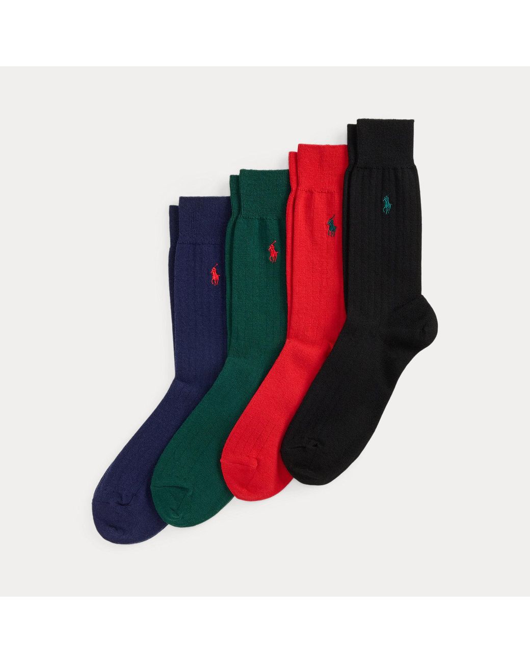 Polo Ralph Lauren Blue Rib-Knit Wool-Blend Sock 4-Pack Gift Set for men