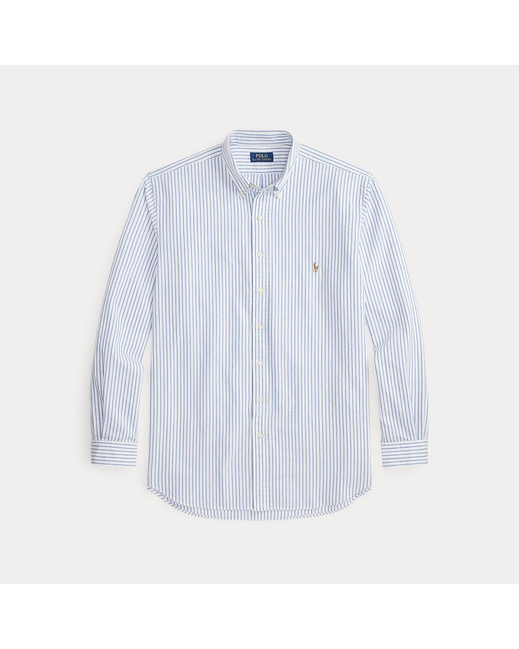 Ralph Lauren Blue Seersucker Oxford Shirt for men