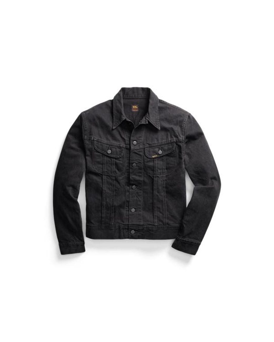 RRL Worn-in Black Denim Trucker Jacket for men