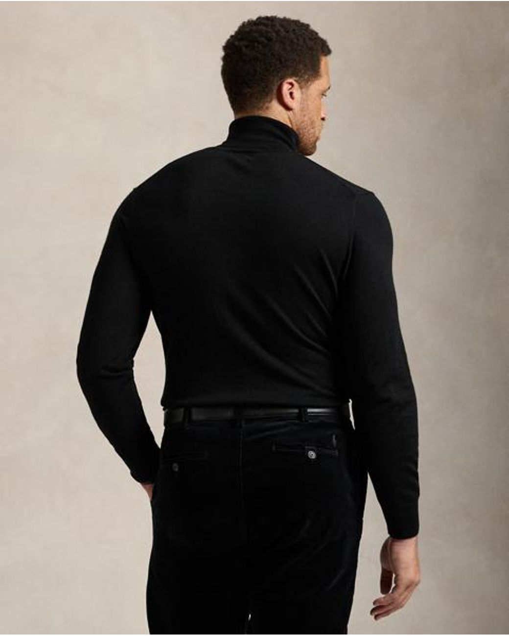 Polo Ralph Lauren Black Washable Wool Turtleneck Sweater for men
