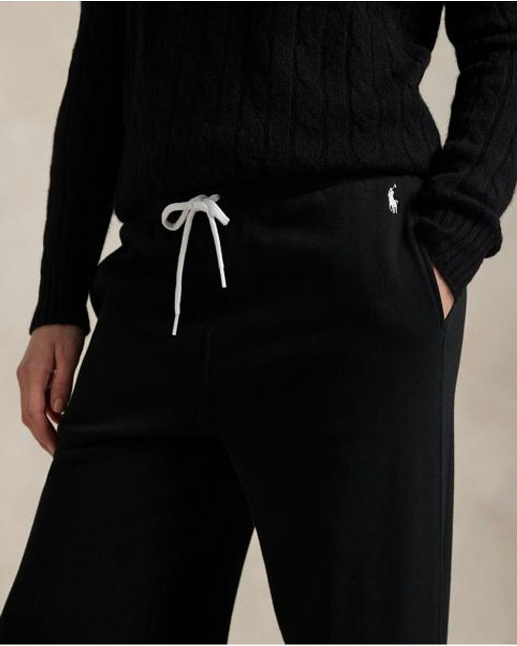 Polo Ralph Lauren Black Drawstring Wide-Leg Tracksuit Bottoms