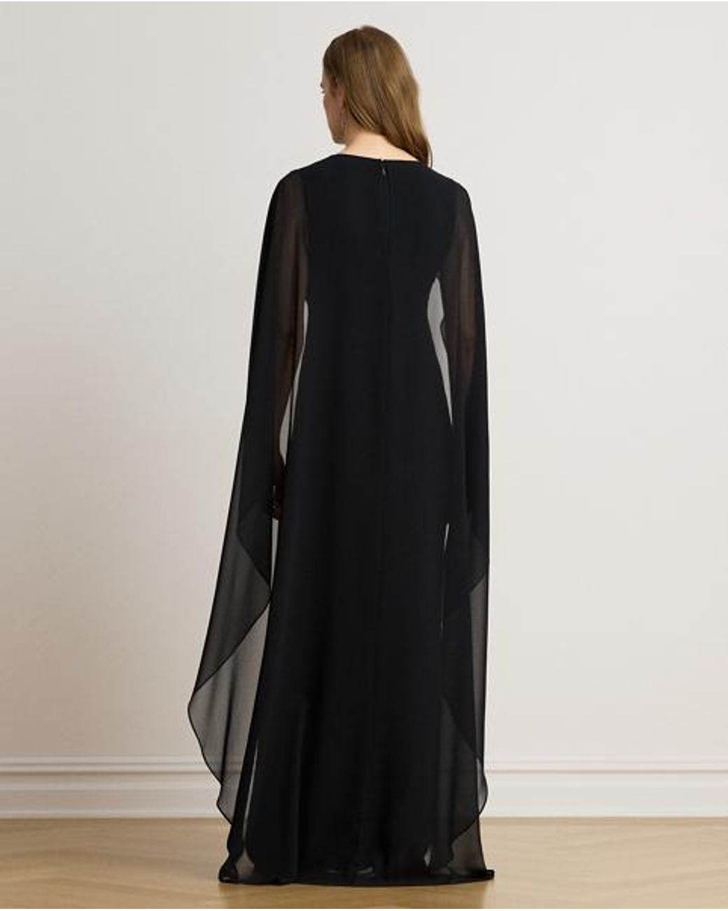 Ralph Lauren Blue Cape Georgette Gown