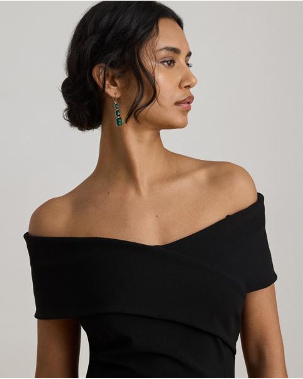 Ralph Lauren Black Faille Off-The-Shoulder Gown