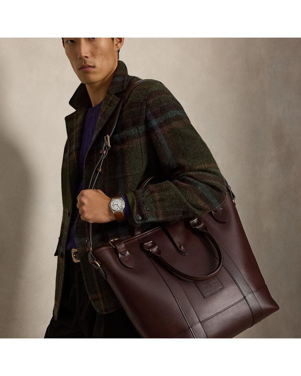 Polo Ralph Lauren Brown Heritage Leather Medium Tote for men