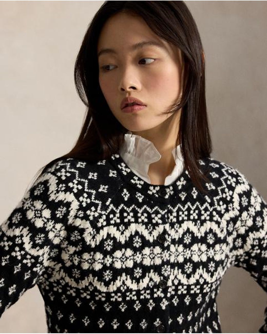 Polo Ralph Lauren Black Fair Isle Wool-Blend Cardigan