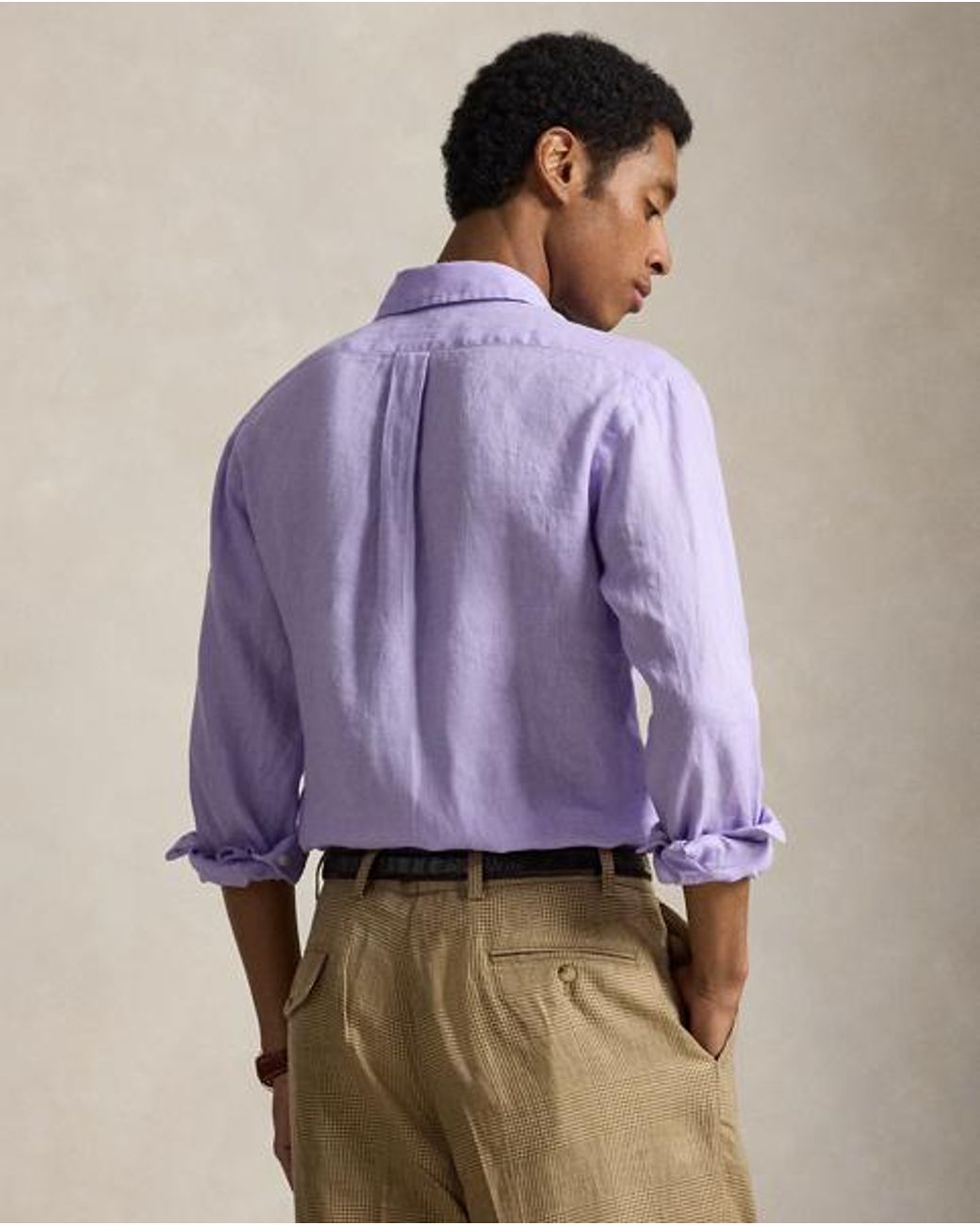 Polo Ralph Lauren Purple Custom Fit Linen Shirt for men