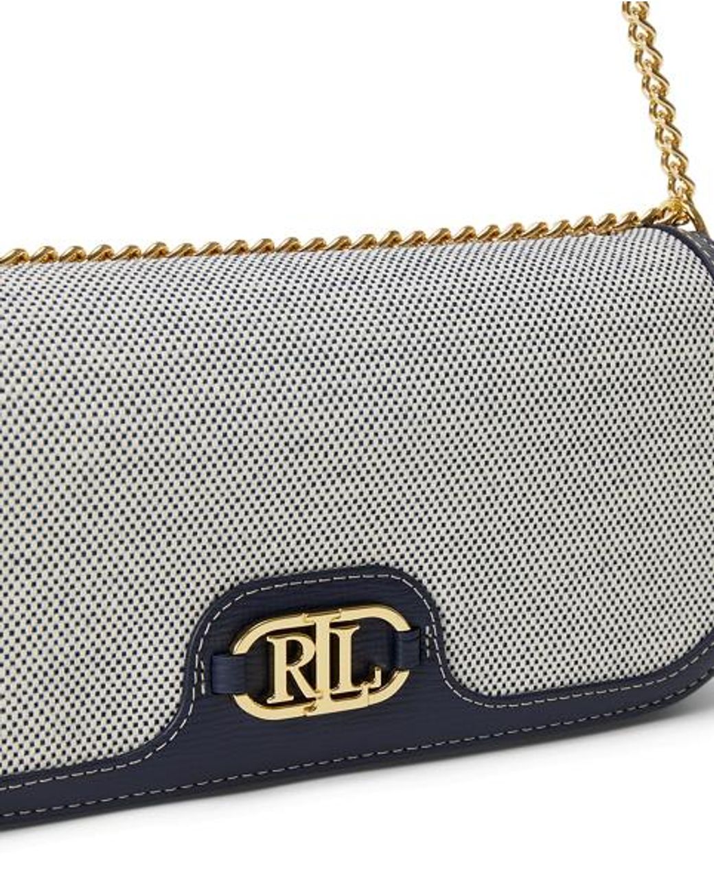 Ralph Lauren Gray Canvas-Leather Medium Rylan Shoulder Bag