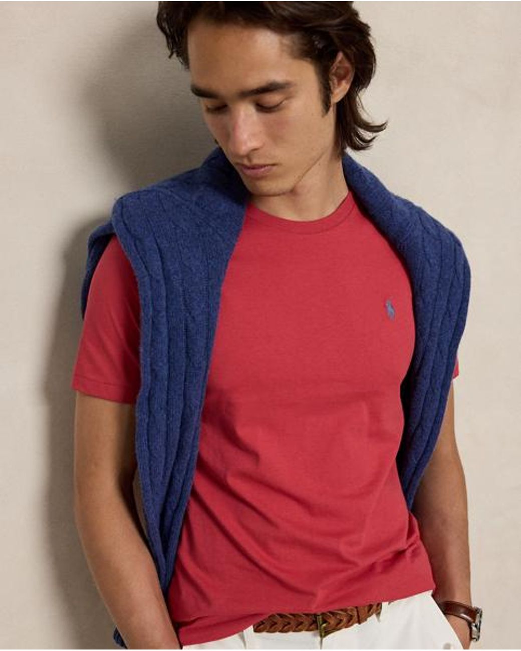 Polo Ralph Lauren Red Custom Slim Fit Jersey Crewneck T-Shirt for men
