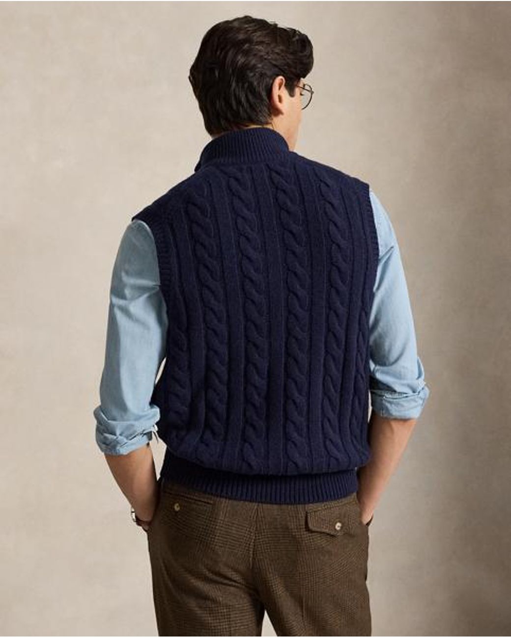 Polo Ralph Lauren Blue Cable-Knit Sleeveless Jumper for men