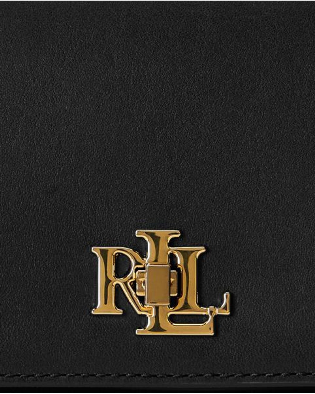 Ralph Lauren Black Leather Crossbody Turn-lock Tech Case