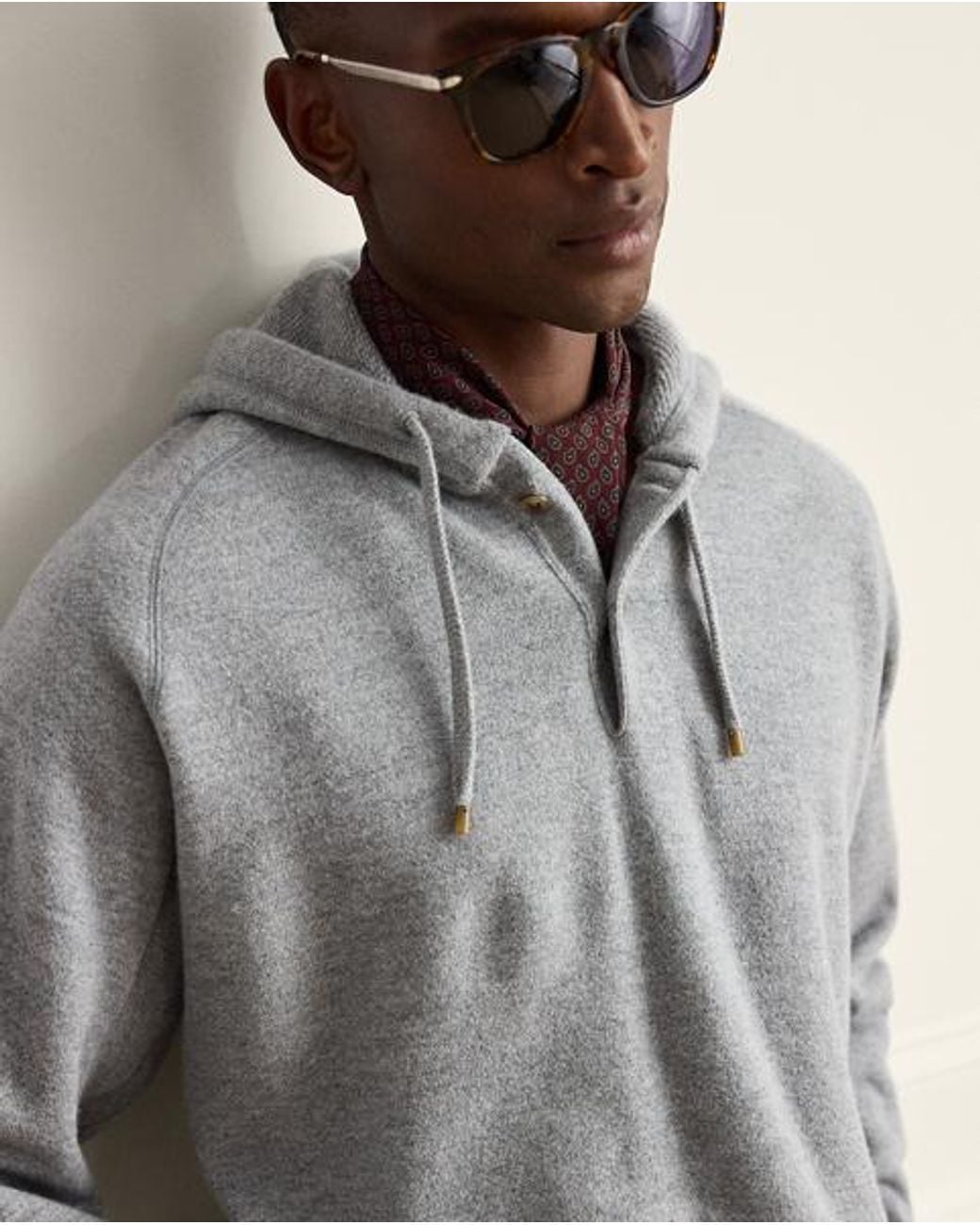 Ralph Lauren Gray Relaxed Fit Wool-Cashmere Terry Hoodie for men