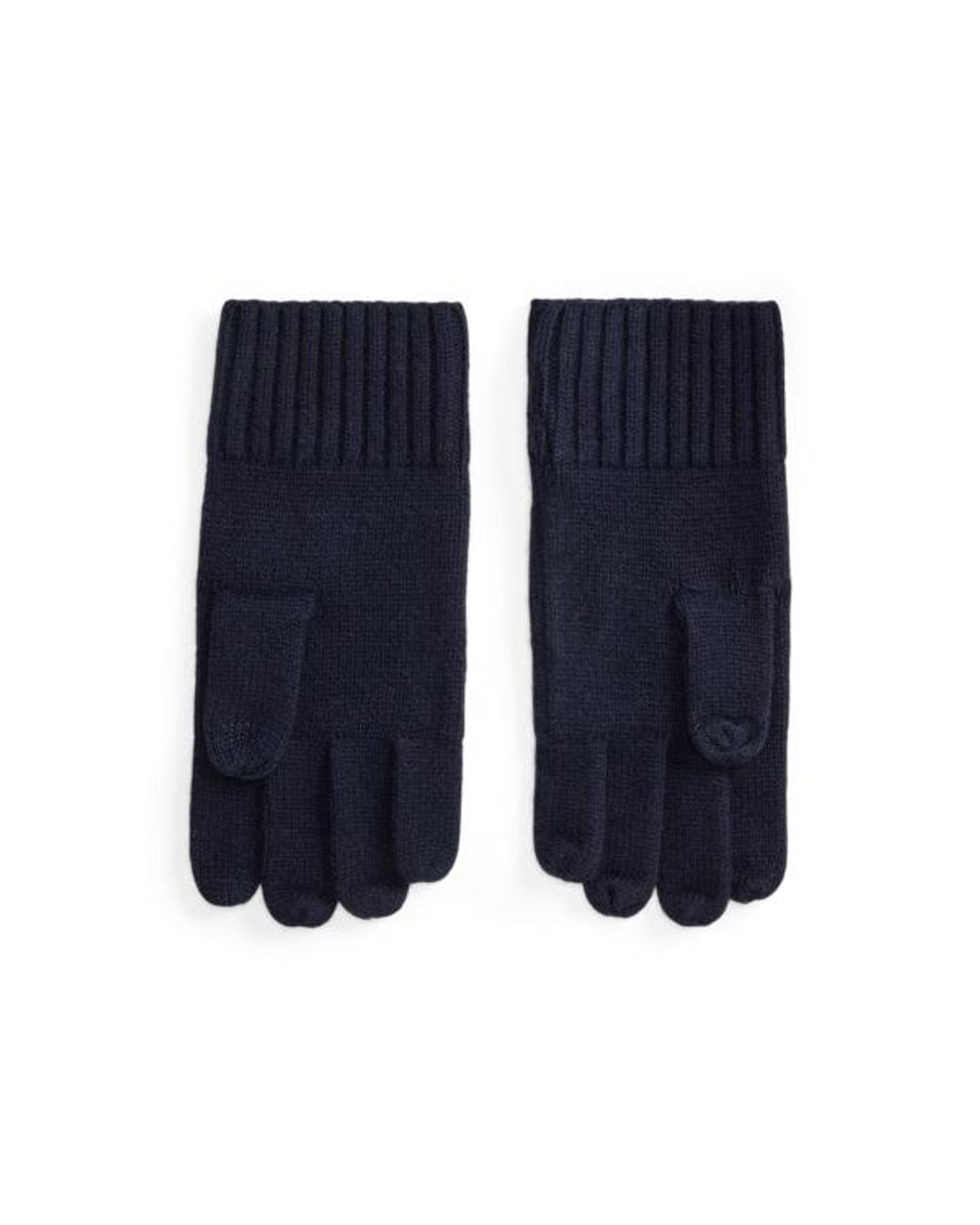 Ralph Lauren Blue Flag-Intarsia Wool-Blend Tech Gloves for men