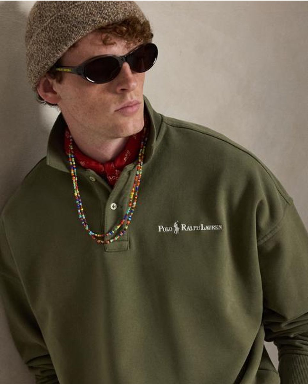 Polo Ralph Lauren Green Relaxed Fit Logo Collared Sweatshirt for men