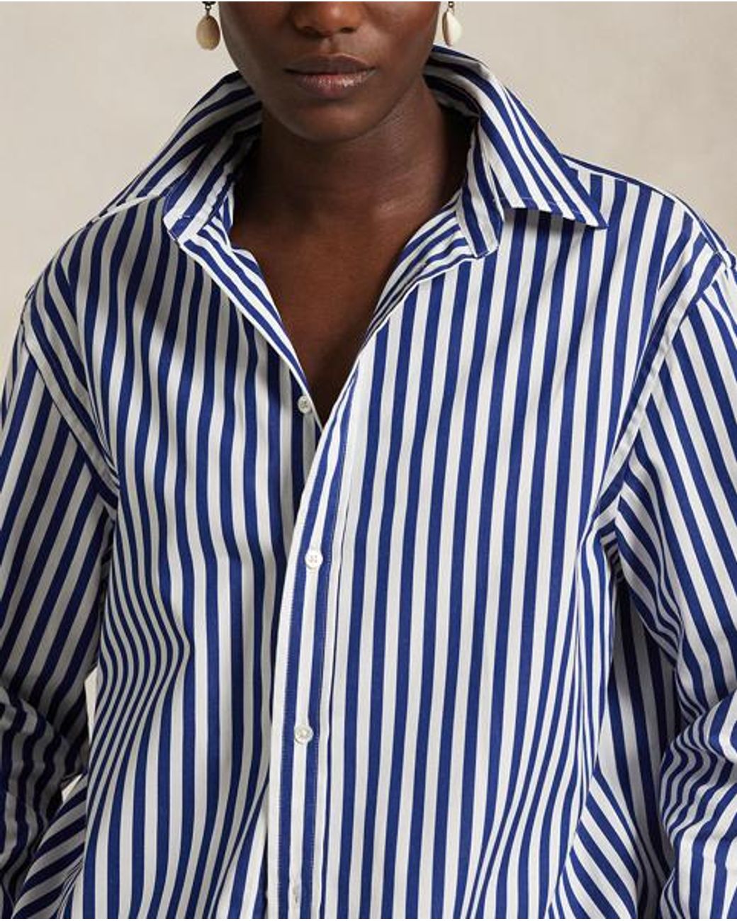 Polo Ralph Lauren Blue Oversize Fit Striped Cotton Shirt