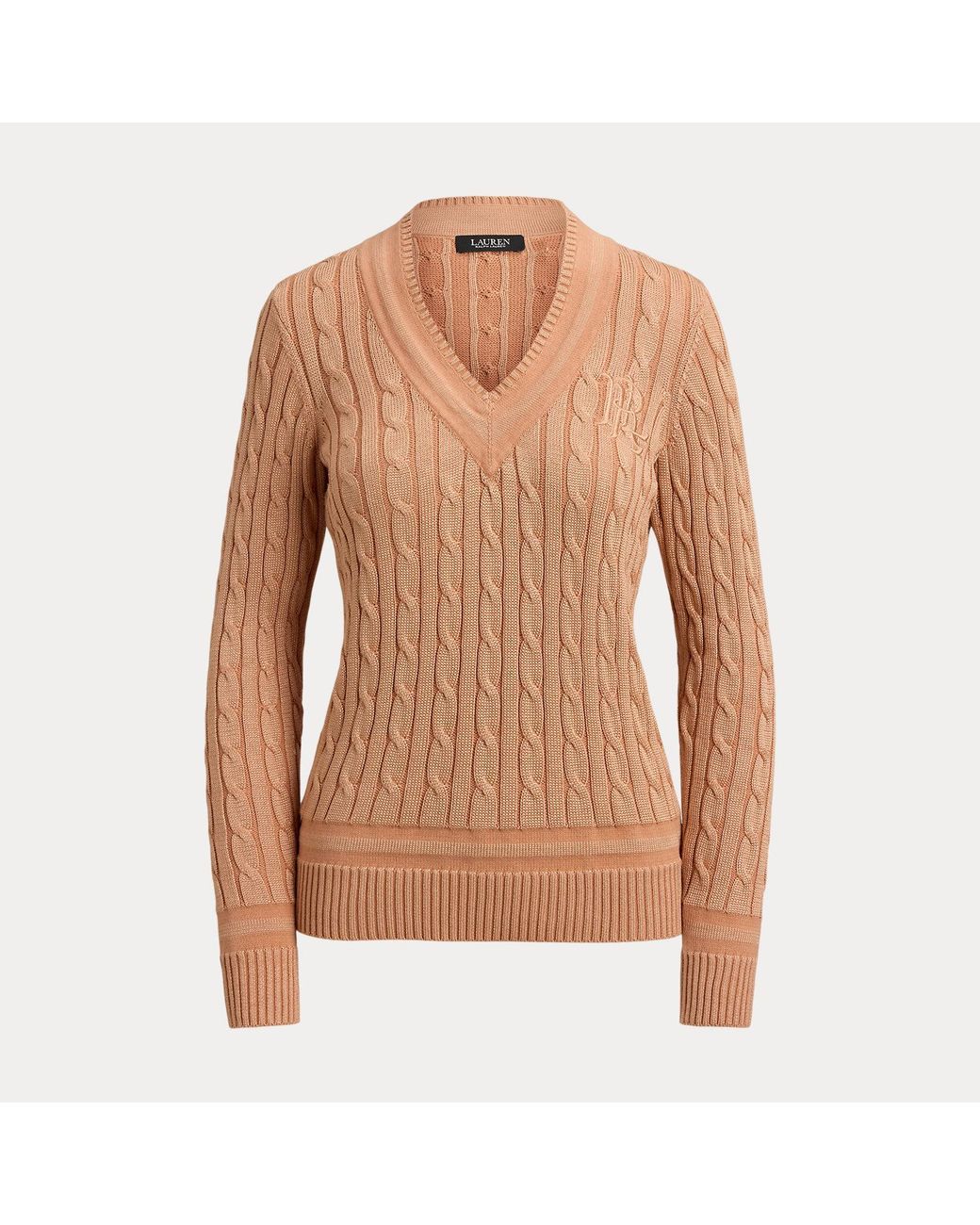 Ralph Lauren Brown Cable-Knit Cricket Jumper
