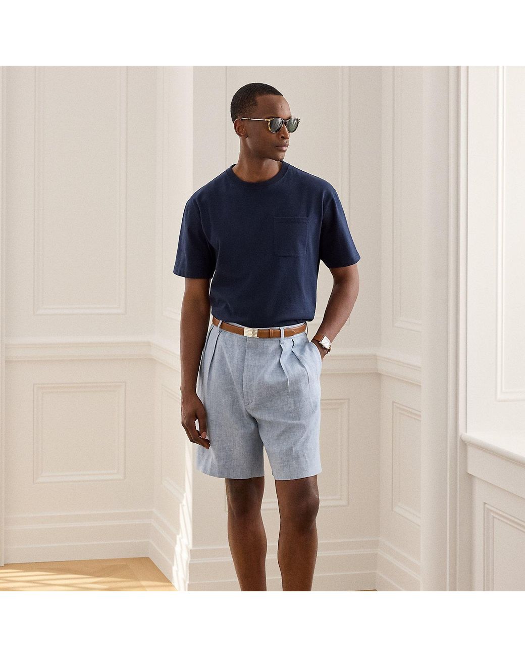 Ralph Lauren Blue Glenn Hand-Tailored Chambray Shorts for men