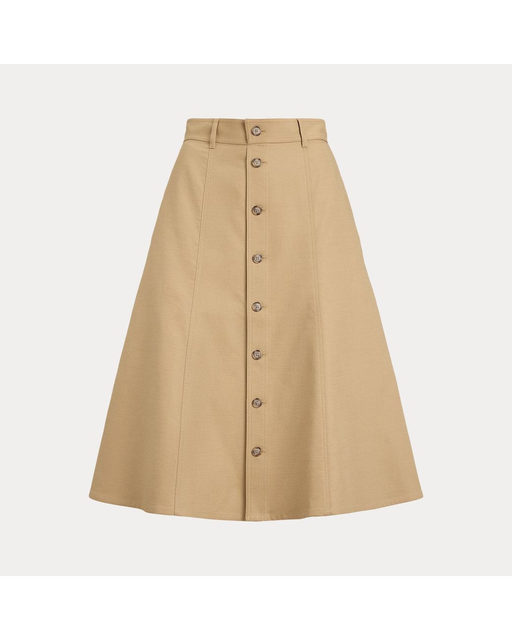 Polo Ralph Lauren Natural Cotton‑Wool Twill Midi Skirt