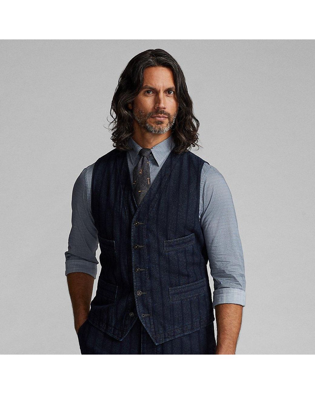 rrl-Blue-Gilet-in-twill-a-