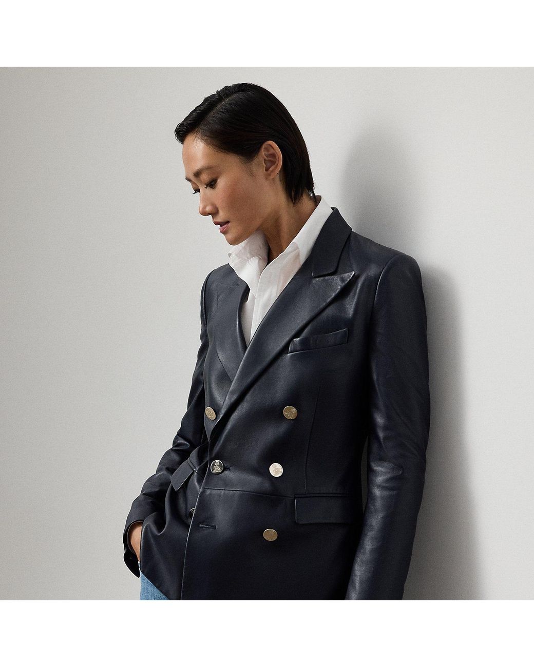 Ralph Lauren Blue Camden Lambskin Jacket
