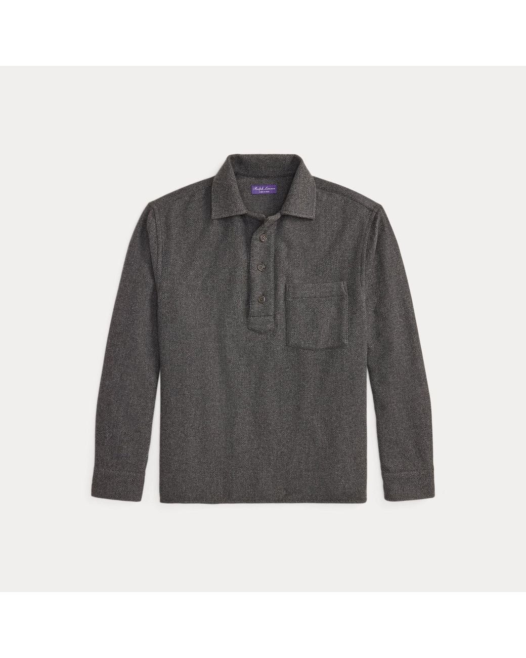 Ralph Lauren Black Relaxed Fit Wool-Cashmere Popover Shirt for men