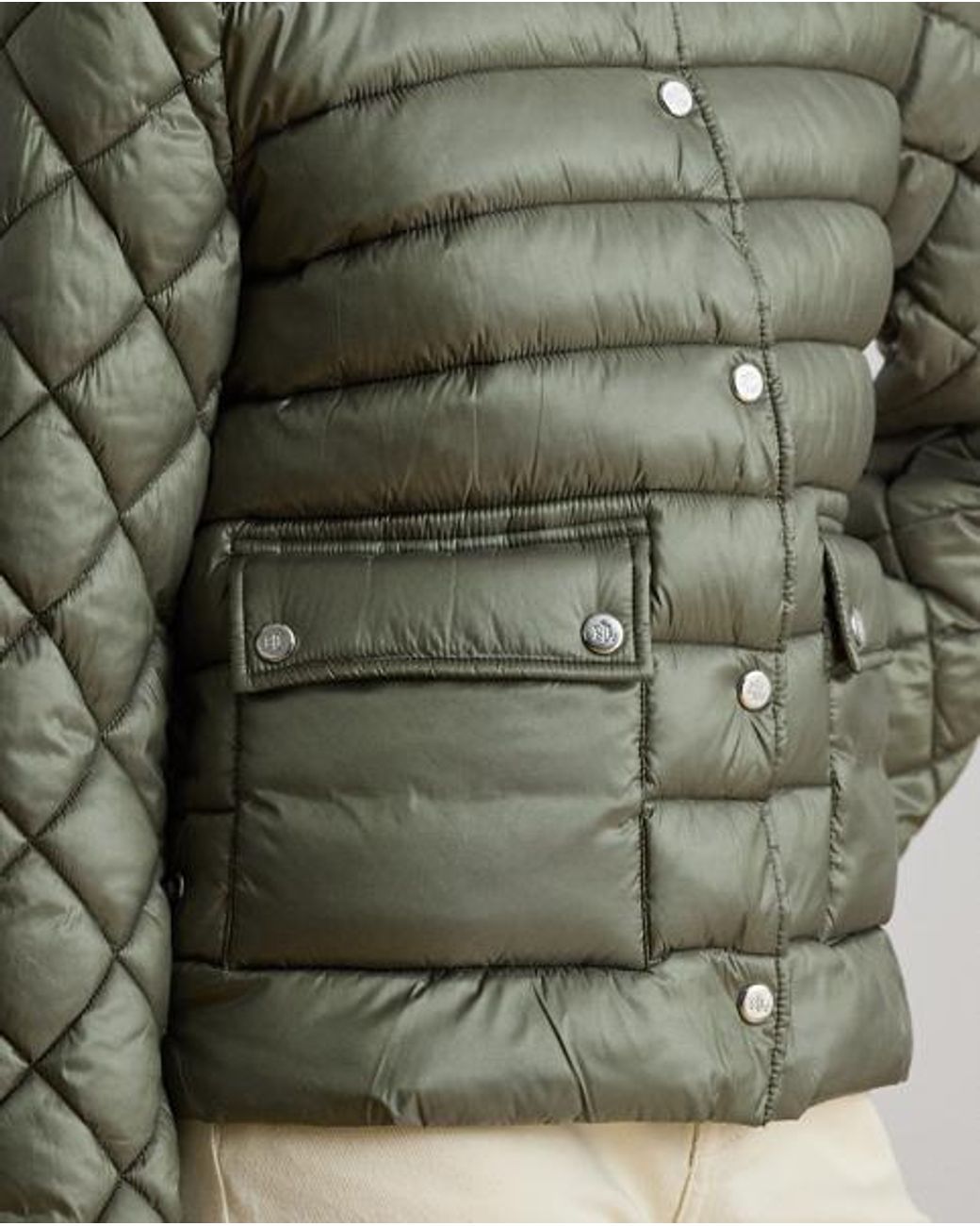 Ralph Lauren Green Quilted Mockneck Puffer Jacket