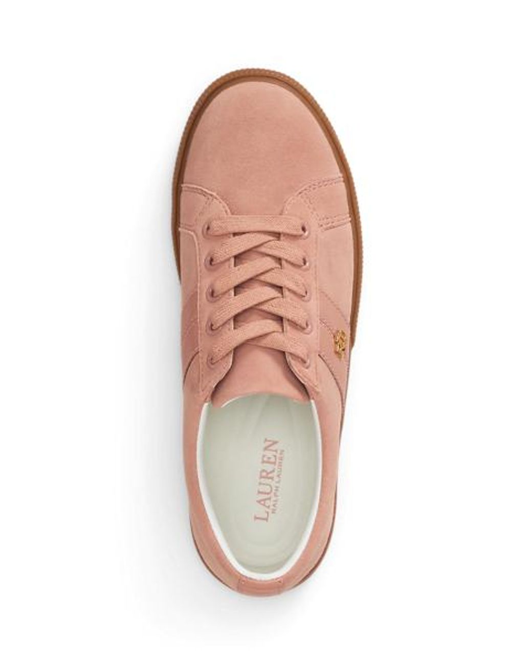 Ralph Lauren Pink Janson Ii Suede & Nappa Leather Trainer