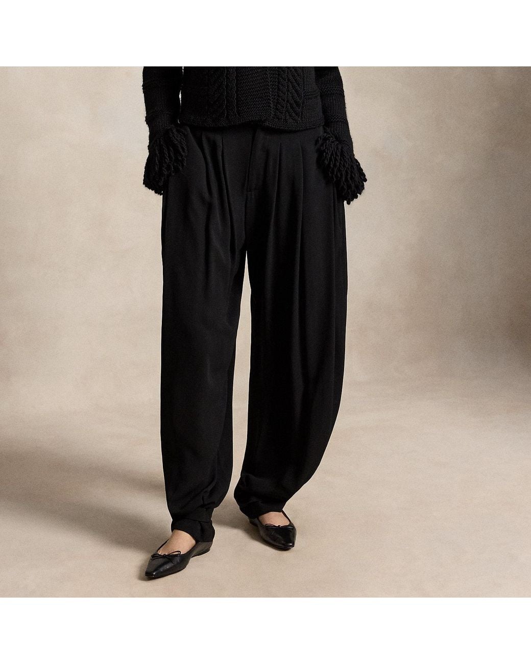 Polo Ralph Lauren Black Pleated Crepe Jodhpur Trouser
