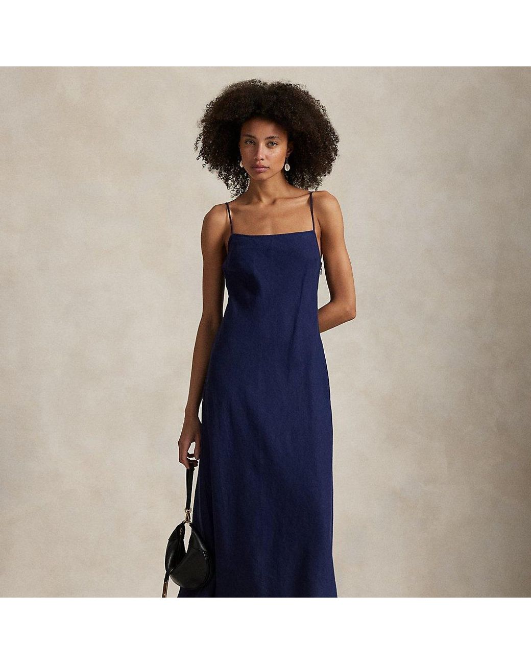 【送料&関税込】Polo Ralph Lauren Ilianne Sleeveless Evening Ralph Lauren Linen Sleeveless A-Line Dress in Blue | Lyst