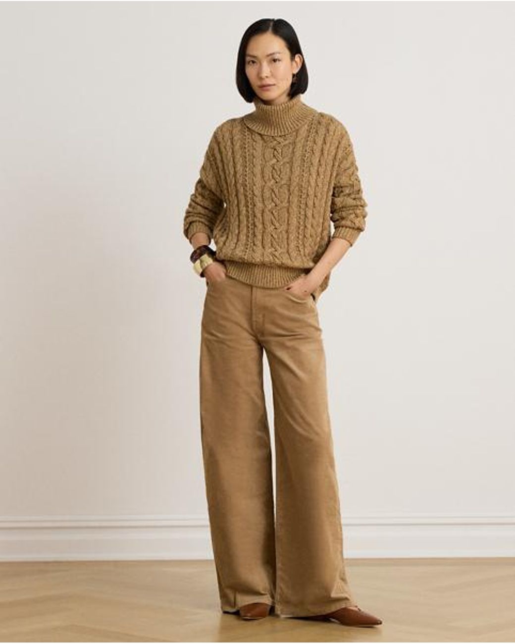 Ralph Lauren Natural Corduroy High-Rise Super Wide-Leg Pant
