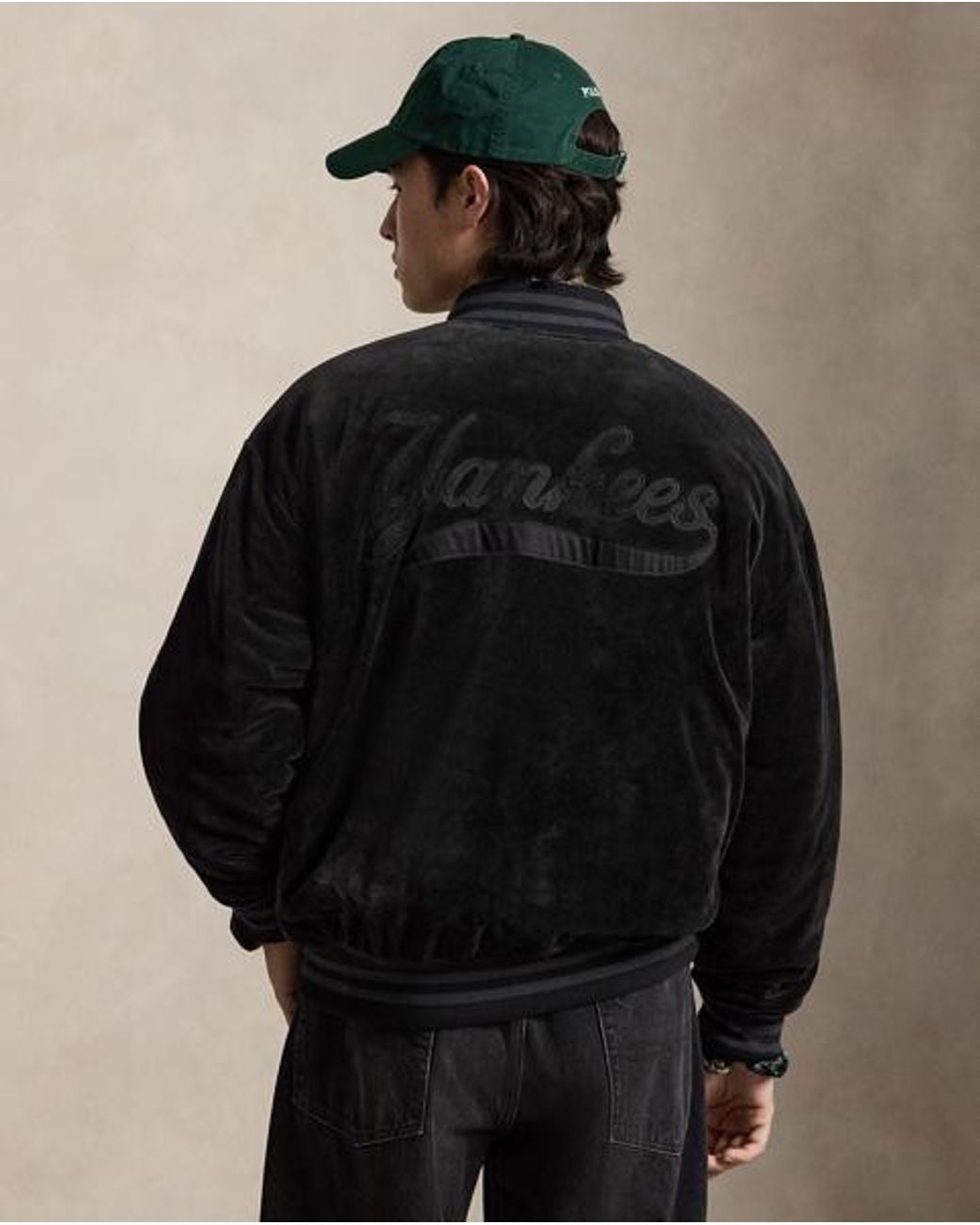 Polo Ralph Lauren Black Polo Ralph Lauren Lauren Yankees Velour Jacket for men