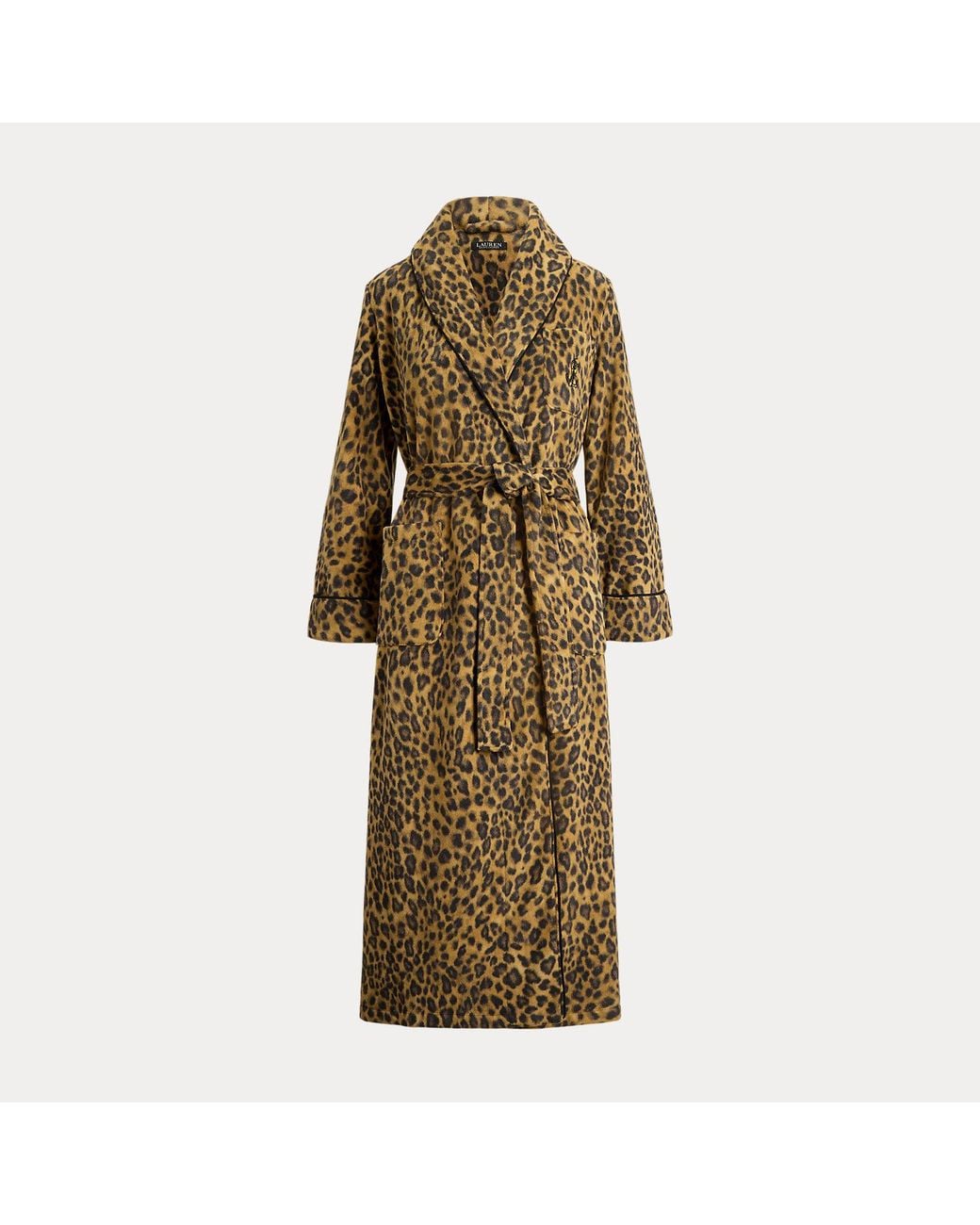 Ralph Lauren Green Microfleece Long Shawl-Collar Robe