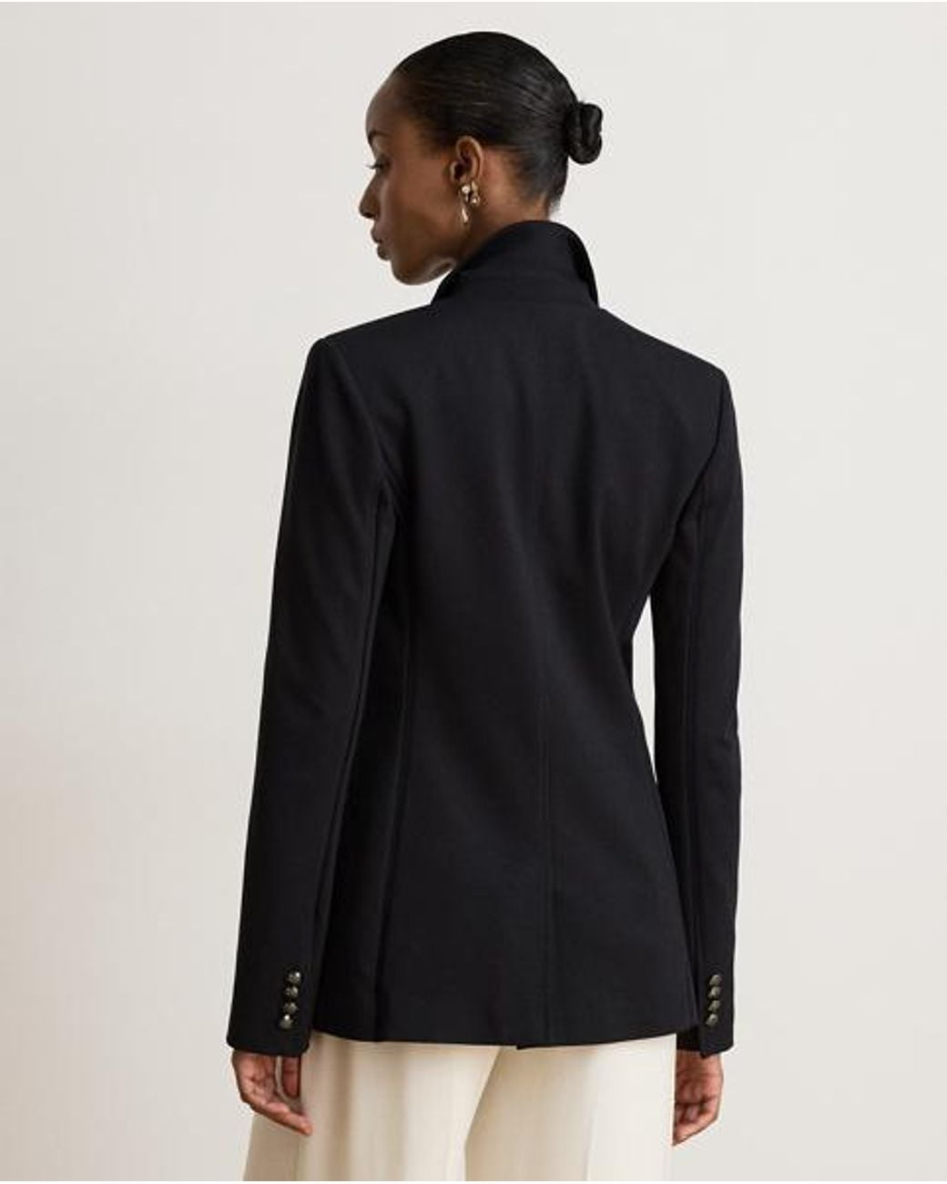 Ralph Lauren Black Rhinestone-Bullion Stretch Ponte Blazer