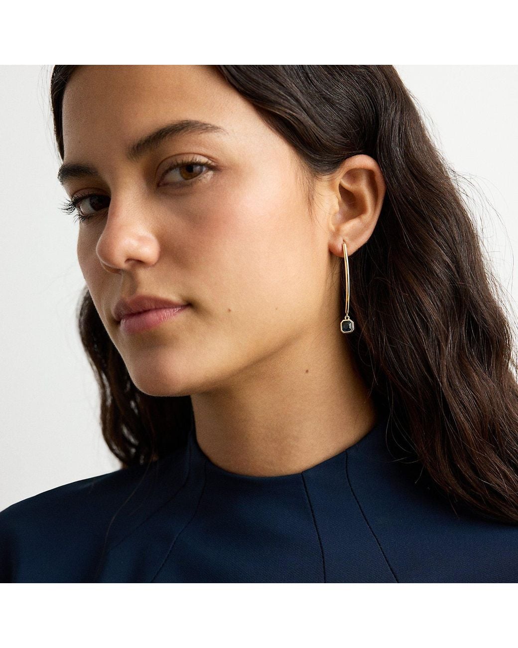 Ralph Lauren Blue Plated Stone Threader Earrings