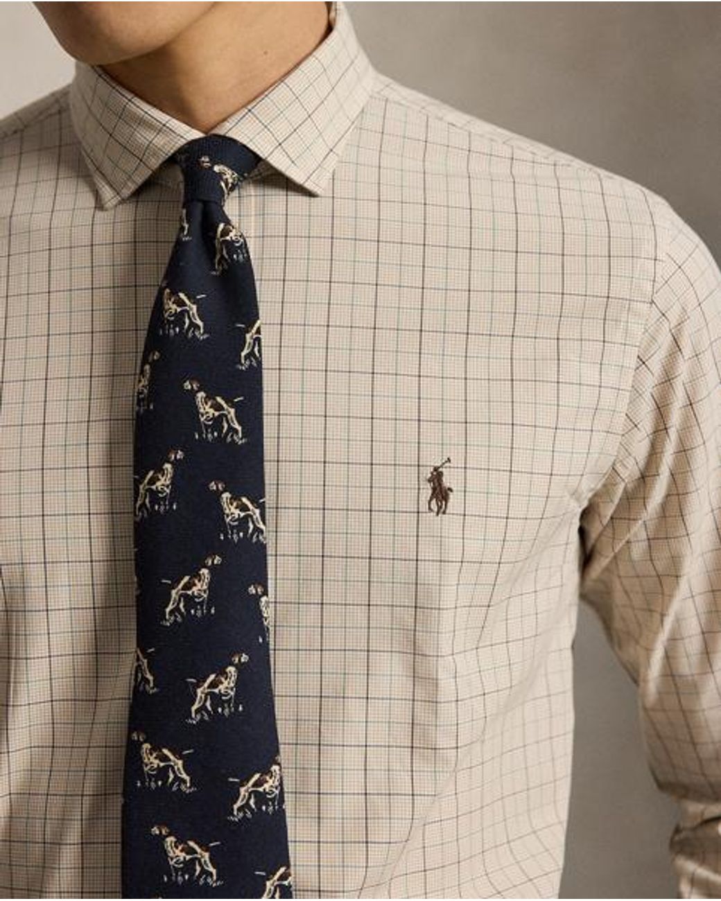 Polo Ralph Lauren Natural Custom Fit Checked Stretch Poplin Shirt for men