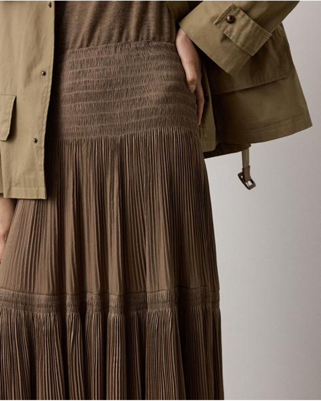 Ralph Lauren Green Adeena Pleated Lamé Maxiskirt