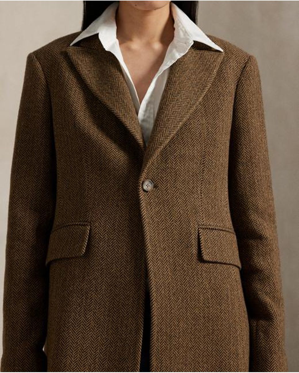 Polo Ralph Lauren Blue Wool-Blend Herringbone Coat