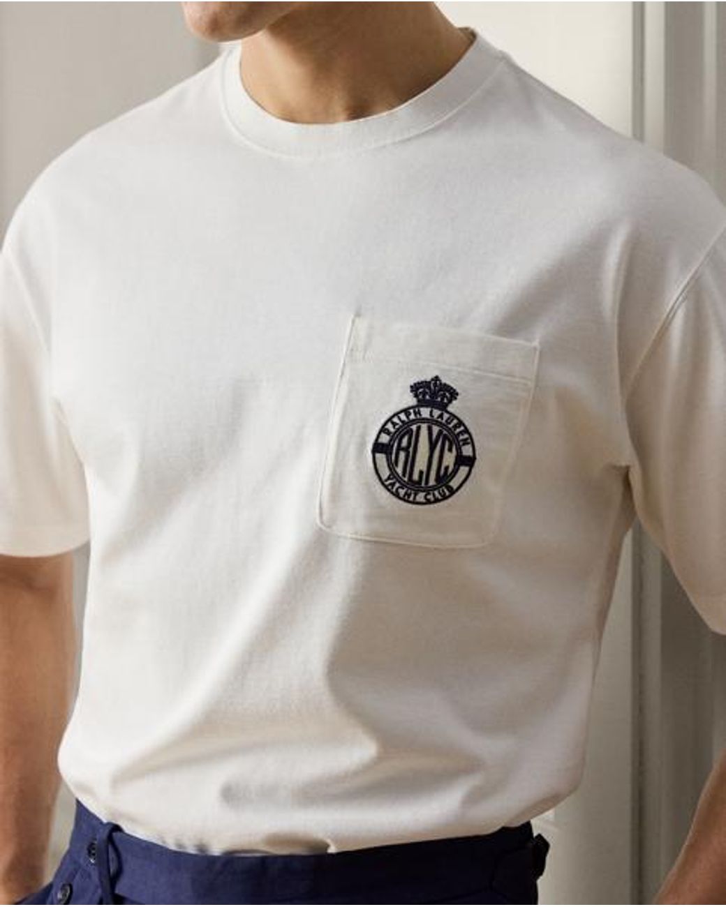 Ralph Lauren White Relaxed Fit Crest-Embroidered T-Shirt for men