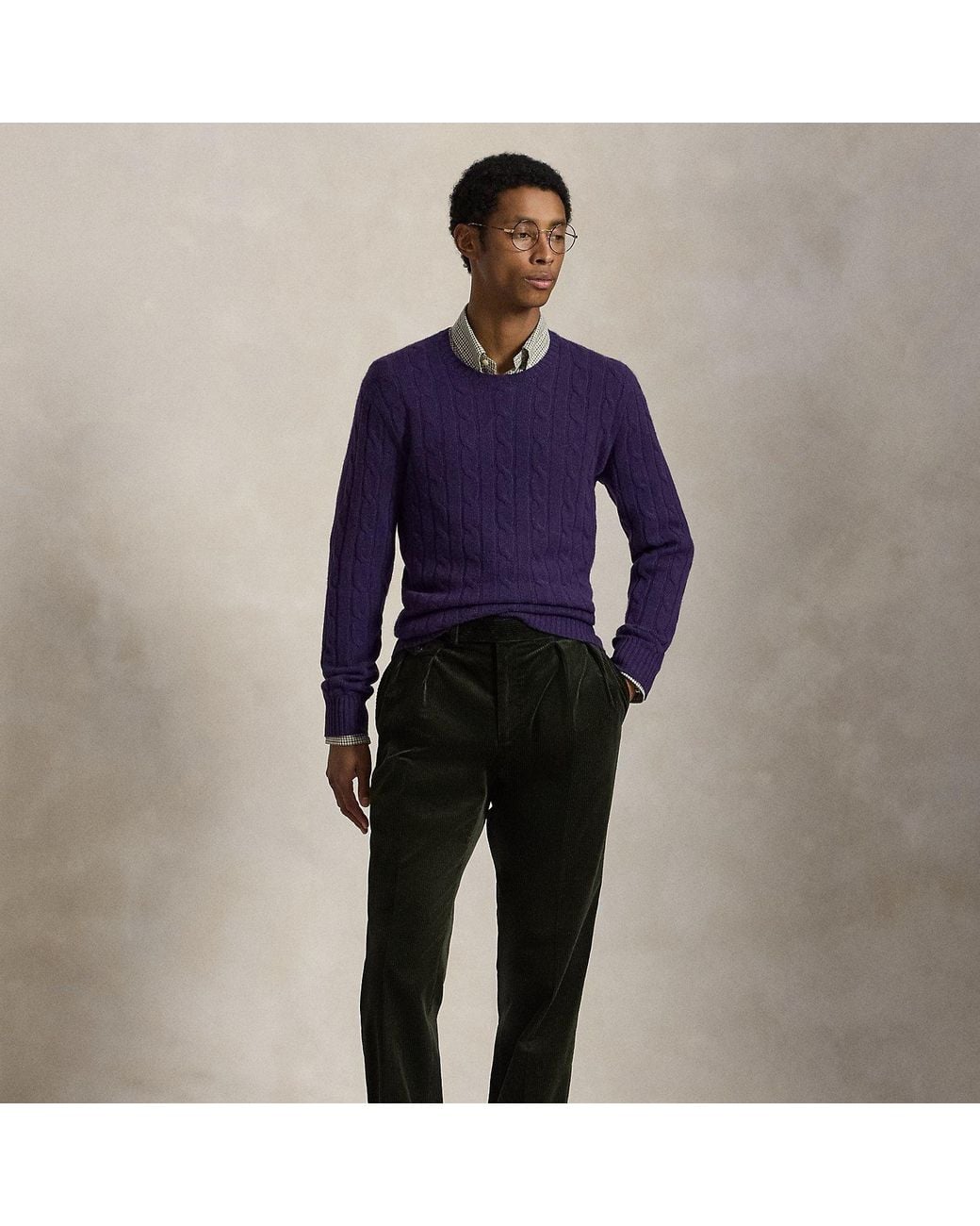 Polo Ralph Lauren Purple The Iconic Cable-Knit Cashmere Sweater for men