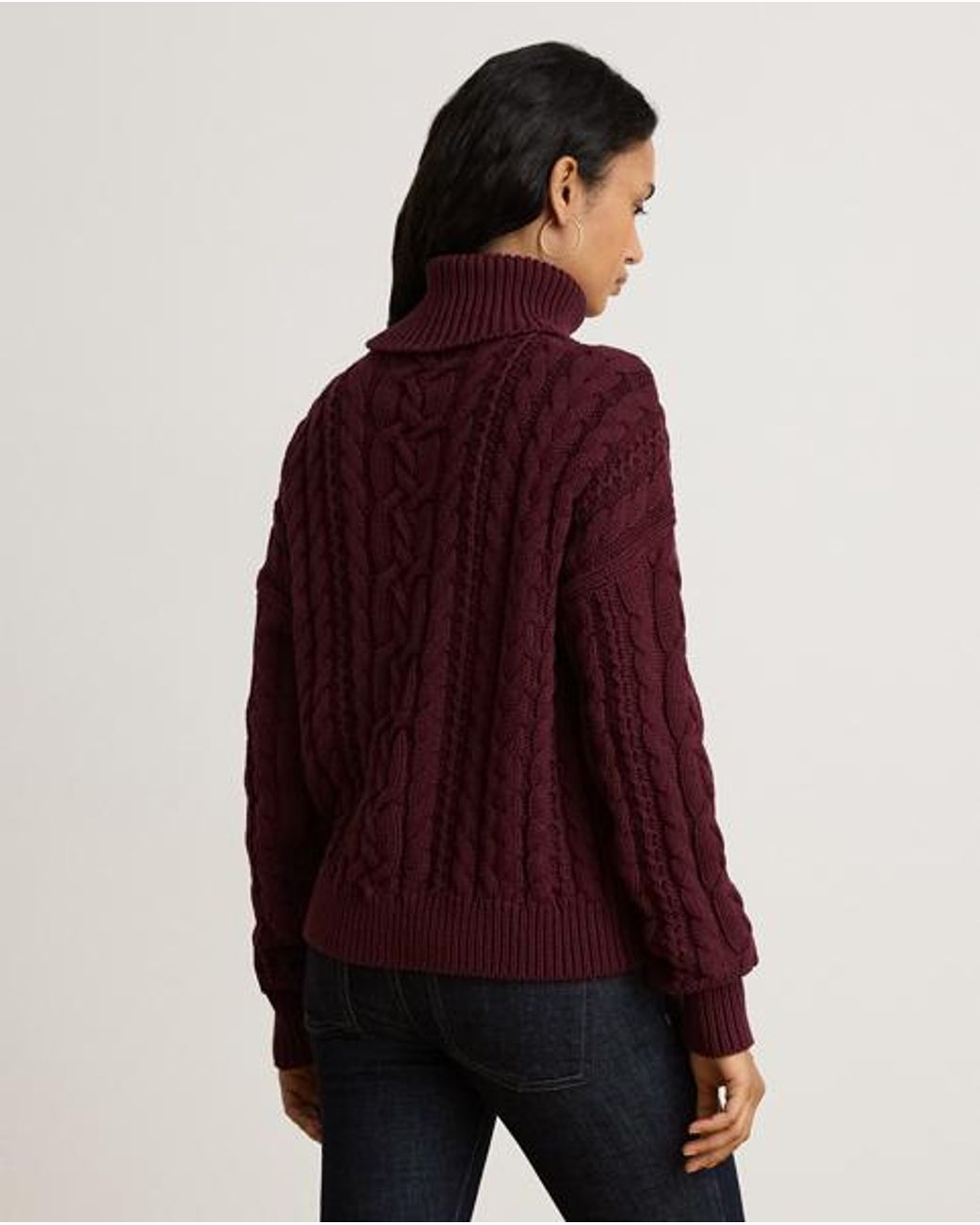 Ralph Lauren Red Cable-Knit Cotton Roll Neck Jumper