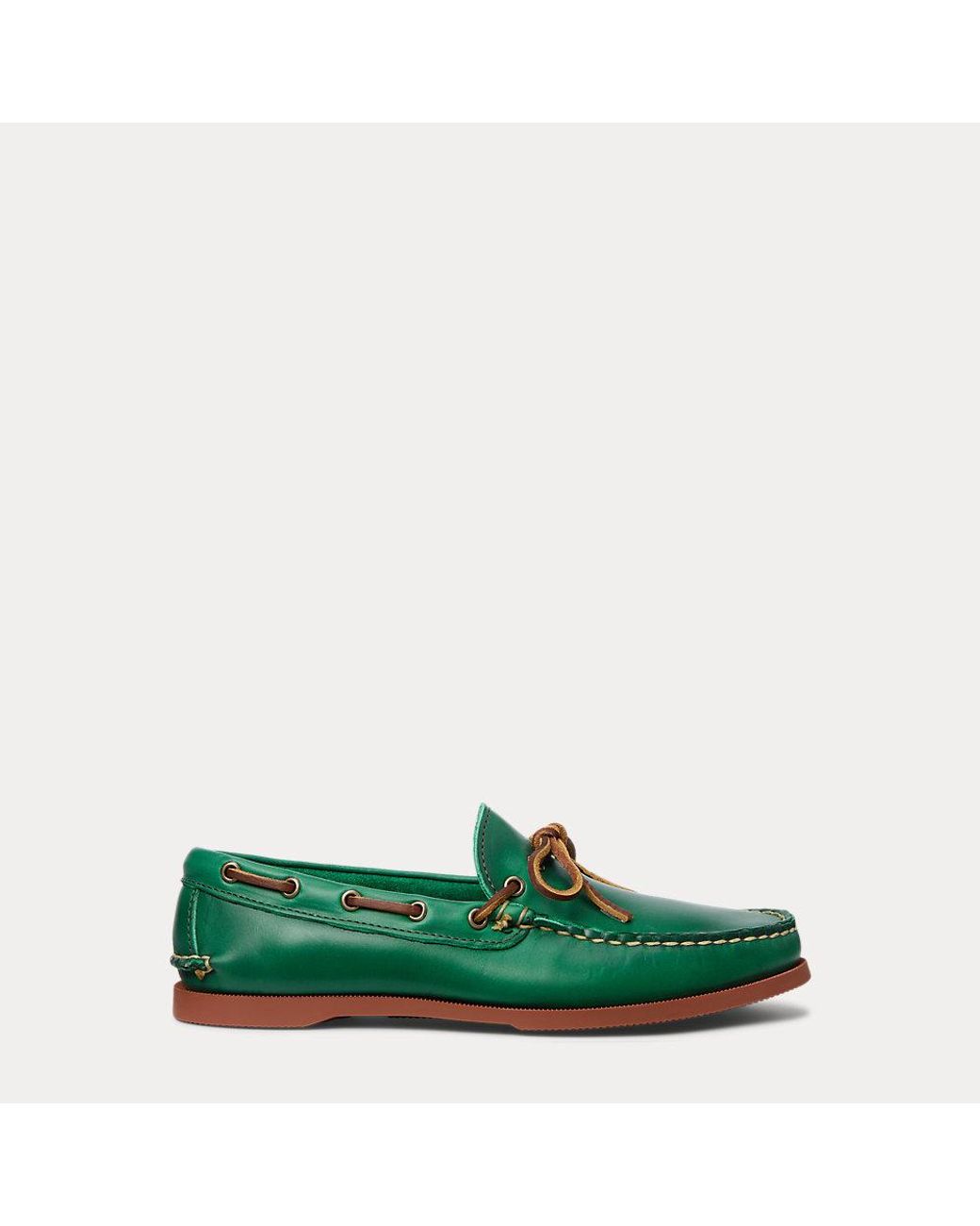 Ralph Lauren Leather Camp Moccasin in Green for Men | Lyst