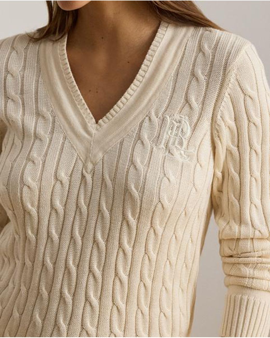 Ralph Lauren Natural Cable-Knit Cricket Jumper