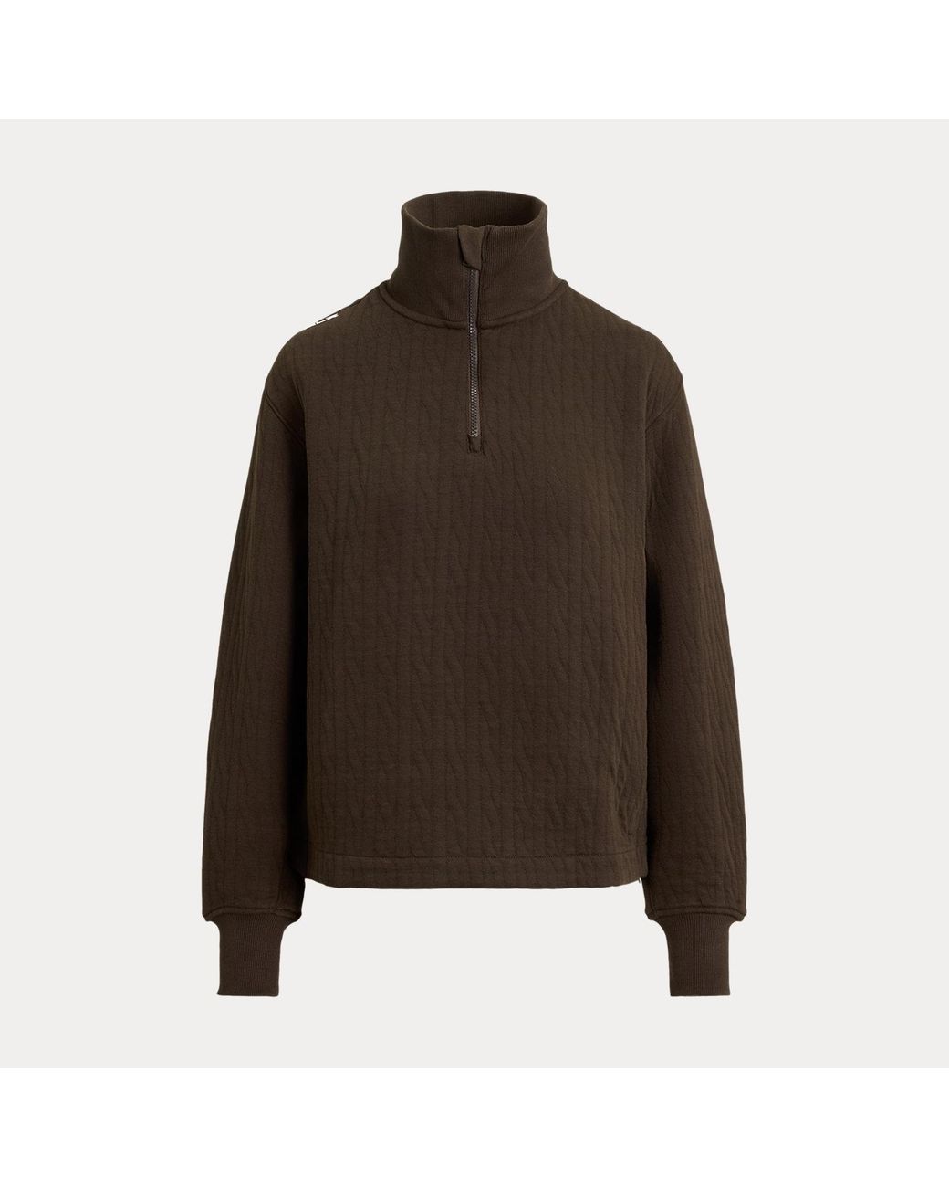 Ralph Lauren Brown Cable-Quilted Quarter-Zip