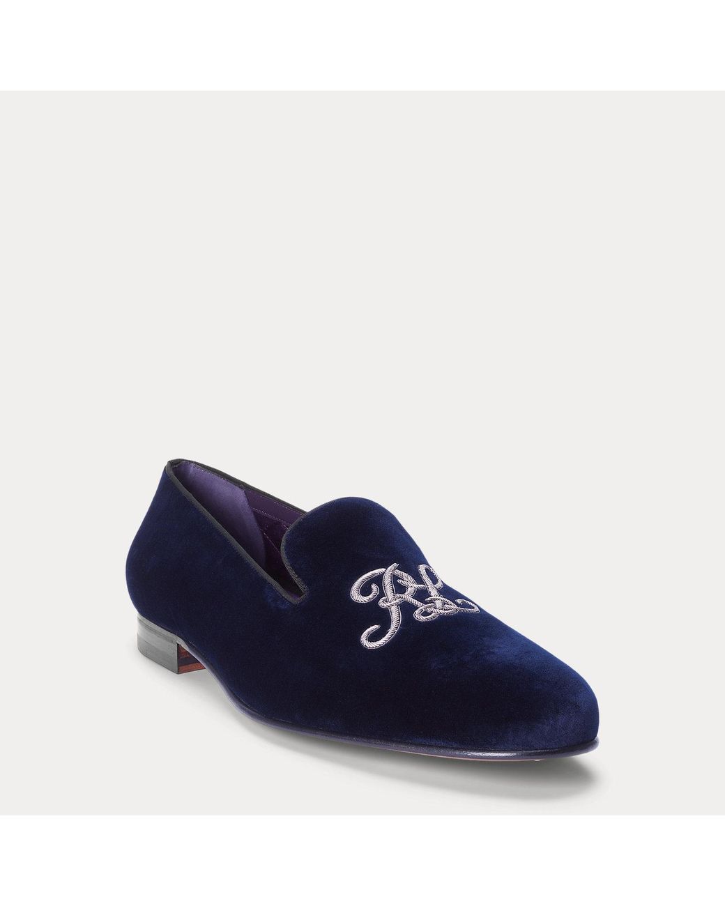 Ralph Lauren Blue Alonzo Bullion Velvet Slipper for men