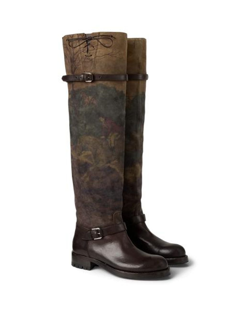 Ralph Lauren Black Waylon Scenic Suede & Vachetta Boot