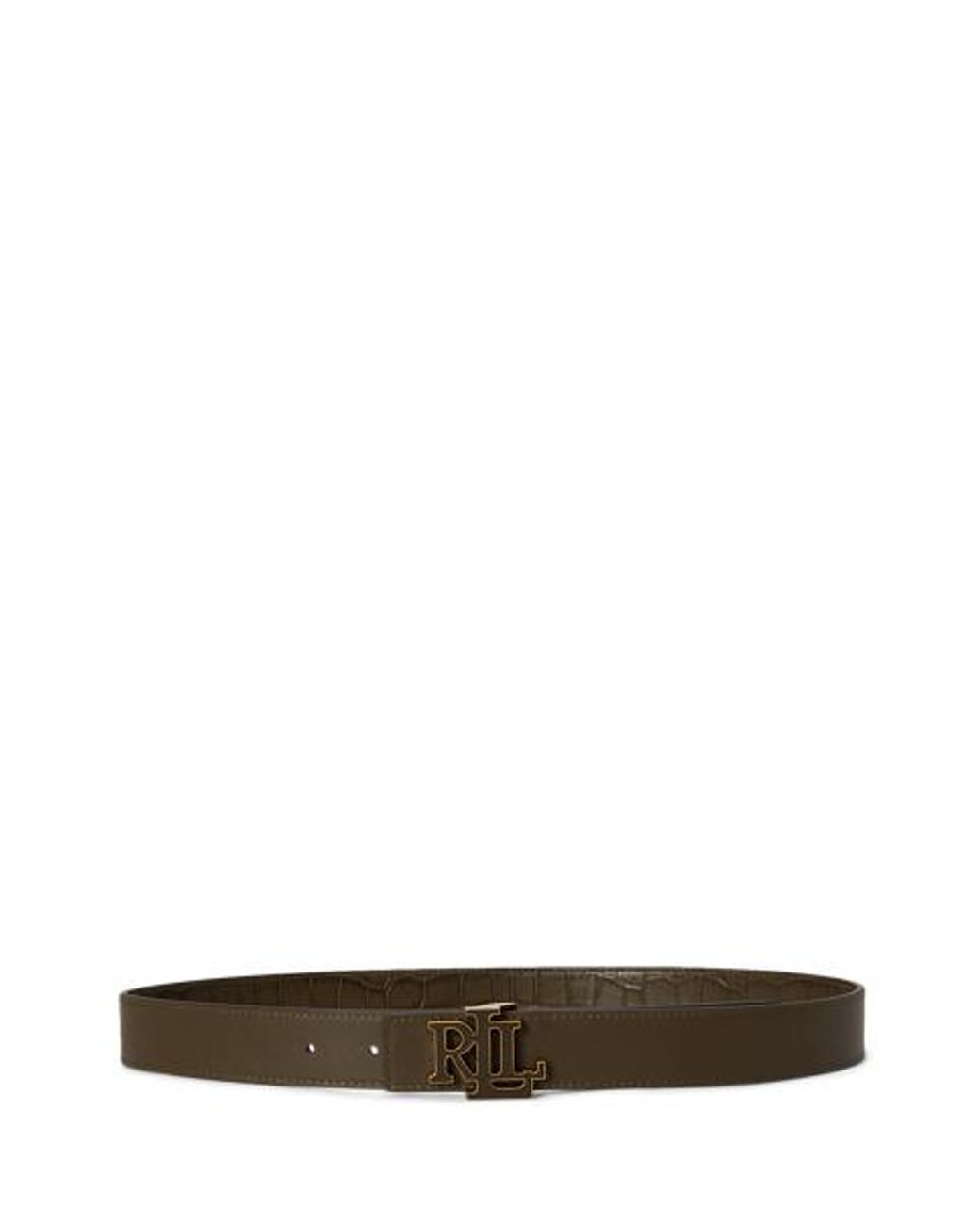 Ralph Lauren Natural Logo Reversible Croc-Embossed Belt